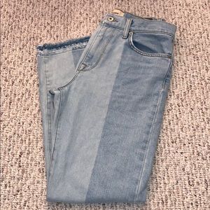 trendy patched jeans high rise